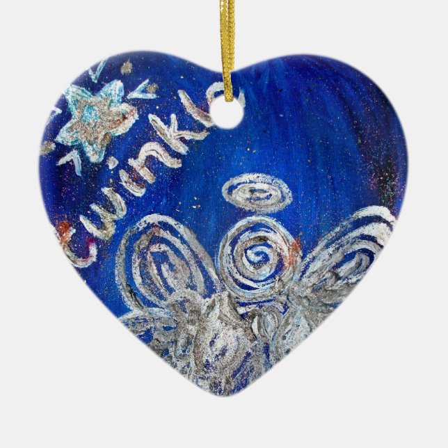 Ornamento de vacaciones de Twinkle Silver Angel Ar (Frente)