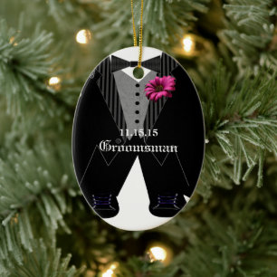 Ornamento de vacaciones del Boda de Tuxedo Groomsm