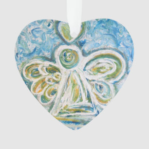 Ornamento de vacaciones del Golden Blue Angel Art 