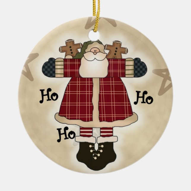 Ornamento de vacaciones Ho Ho Ho Santa Keepsake (Frente)