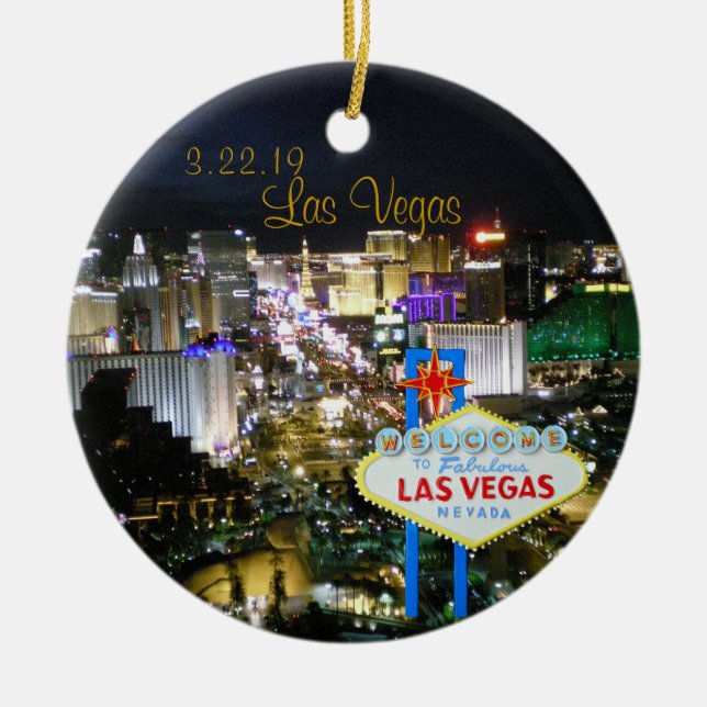 Ornamento de vacaciones personalizado de Las Vegas (Frente)