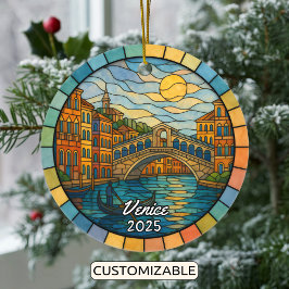 Ornamento de Venecia de Vidrio Manchado Personaliz