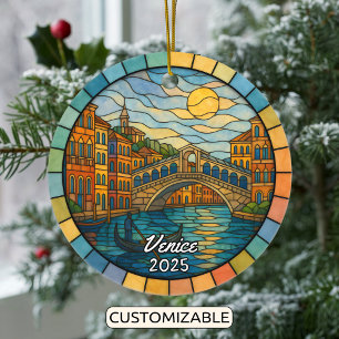 Ornamento de Venecia de Vidrio Manchado Personaliz