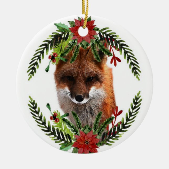 Ornamento de vida salvaje de Navidades de la Fox R (Frente)