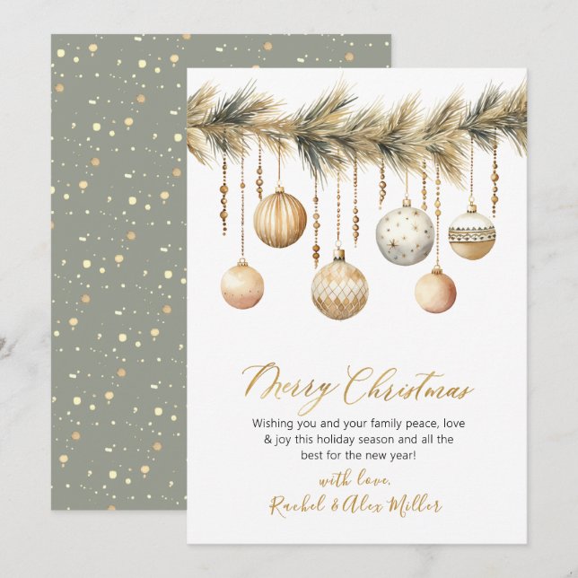 Ornamento de vidrio botánico no foto Feliz Navidad (Anverso / Reverso)