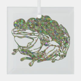 Ornamento de vidrio con manchas de arcoiris con as