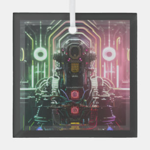 Ornamento de vidrio cuadrado Robot 1