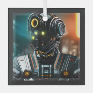 Ornamento de vidrio cuadrado Robot 3