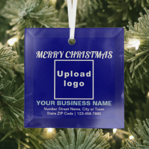Ornamento de vidrio de Blue Square para Navidades 