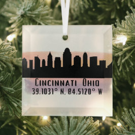 Ornamento de vidrio de Cincinnati OH City Skyline