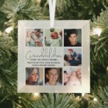 Ornamento de vidrio de Collage de fotos para nieto<br><div class="desc">El único ornamento de collage de fotos de nietos de 7 años es el regalo perfecto para cualquier abuelo,  con un texto que dice 'NIÑOS GRANDES HAGAN EL MUNDO GRAND' seguido de sus nombres.</div>