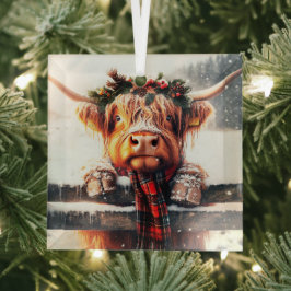 Ornamento de vidrio de invierno de vaca Highland