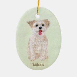 Ornamento de vidrio de Oval para perro Morkie