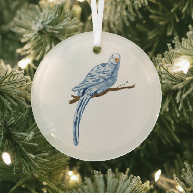 Ornamento de vidrio de pájaro azul (in situ)