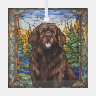 Ornamento de vidrio de perro de Terranova Marrón