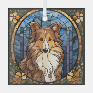 Ornamento de vidrio de Sheltie Dog