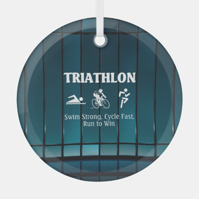 Ornamento de vidrio de triatlón superior (Anverso)