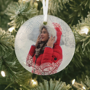 Ornamento de vidrio filigrí blanco