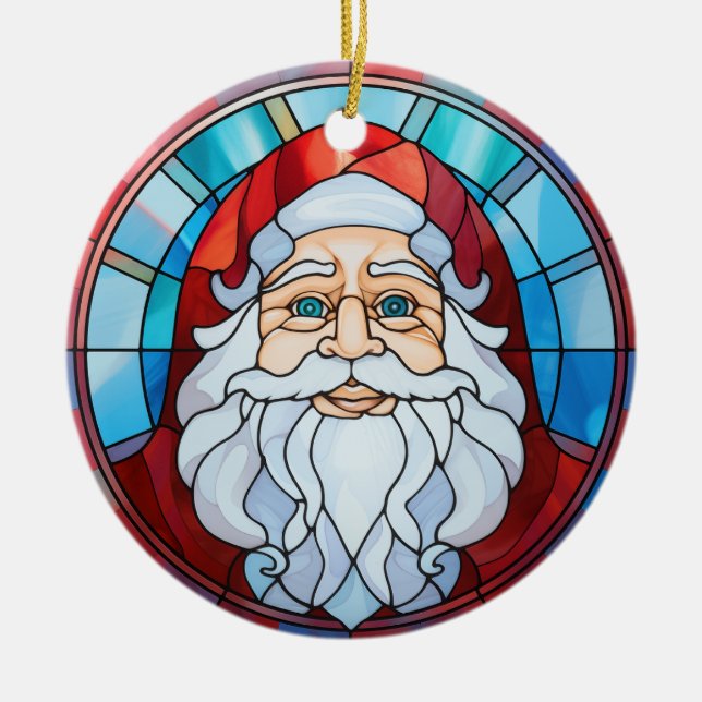 Ornamento de vidrio manchado para retrato de Santa (Frente)