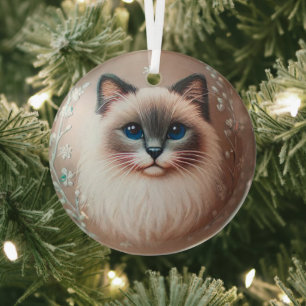 Ornamento de vidrio para gatos de Siamese