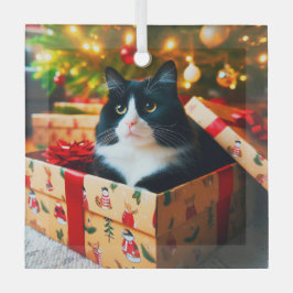 Ornamento de vidrio para gatos de Tuxedo