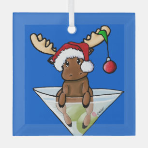 Ornamento de vidrio para Navidades de alce festivo