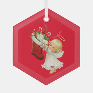 Ornamento de vidrio para pequeños Navidades de áng