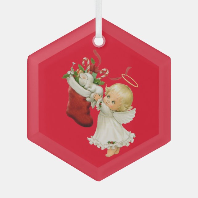 Ornamento de vidrio para pequeños Navidades de áng (Anverso)
