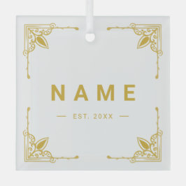Ornamento de vidrio personalizado con nombre elega