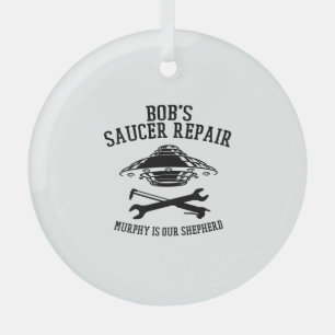 ornamento de vidrio redondo/ logotipo negro BSR Gl