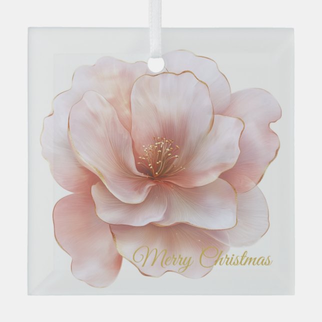 Ornamento de vidrio Rosa para navidades (Anverso)