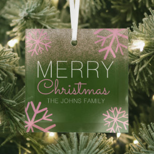 Ornamento de vidrio rosado Purpurina navidades