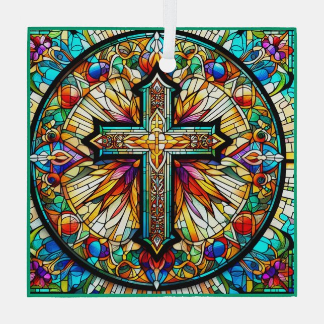 Ornamento de vidrio templado cruzado Suncatcher (Reverso )