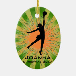 Ornamento de voleibol femenino personalizado