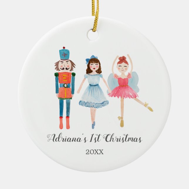 Ornamento de Watercolor Nutcracker Ballerina (Frente)