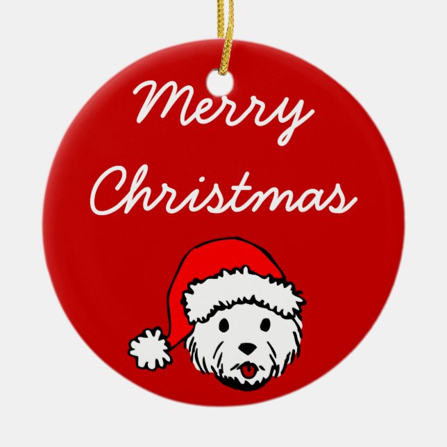 Ornamento de Westie de las Felices Navidad (Frente)