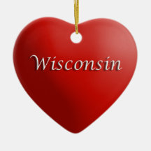 Ornamento de Wisconsin Red Heart Keepsake
