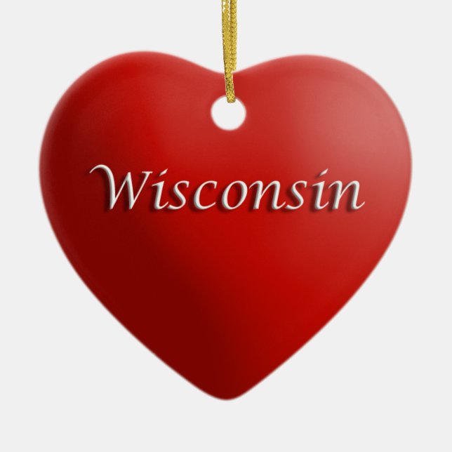 Ornamento de Wisconsin Red Heart Keepsake (Frente)