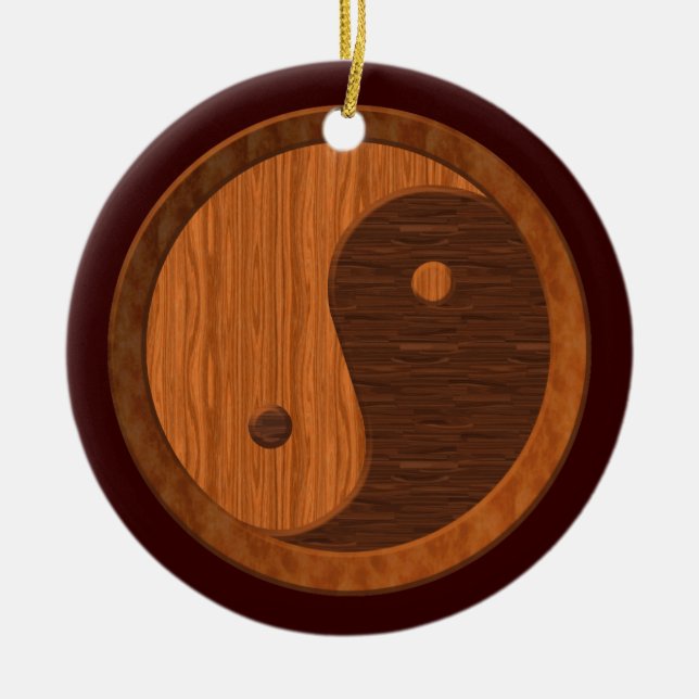 Ornamento de Wooden Yin Yang (Frente)