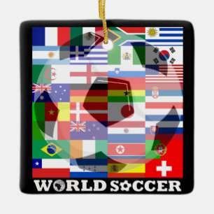 Ornamento de World Soccer Flags Field Square