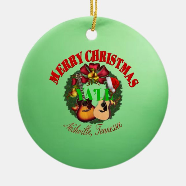 Ornamento de Yall de las Felices Navidad (Frente)