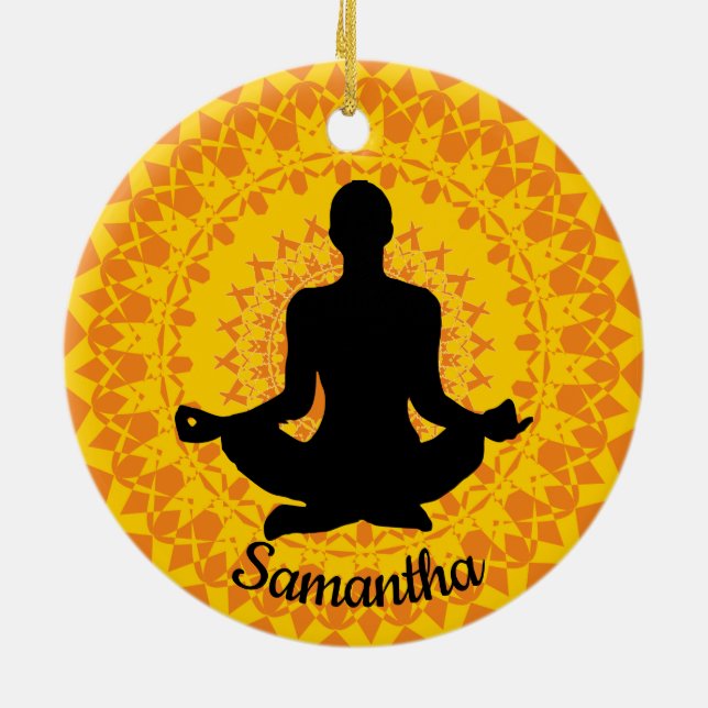 Ornamento de yoga personalizado (Atrás)