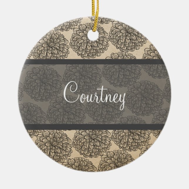 Ornamento de zinnia gris vintage (Frente)
