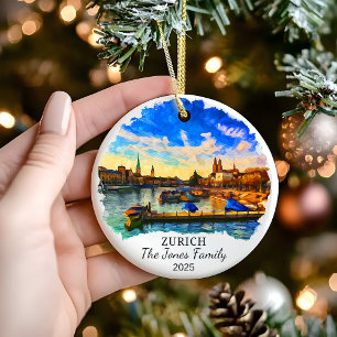 Ornamento de Zúrich personalizado, regalo de Suiza