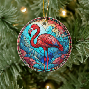 Ornamento decorativo de cerámica Flamingo tropical