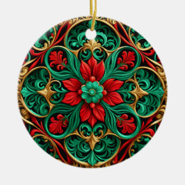 Ornamento decorativo de festividad verde rojo