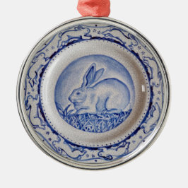 Ornamento "Dedham Blue" Conejo Plate Azul y Blanco