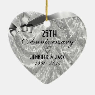 Ornamento del 25° aniversario del Boda Black & Sil