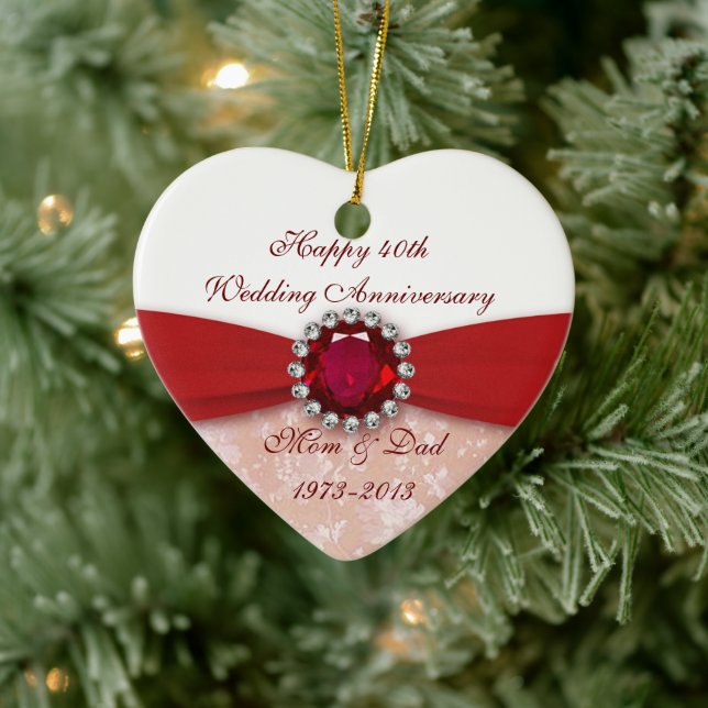 Ornamento del 40° aniversario del Boda de Damask (Árbol)