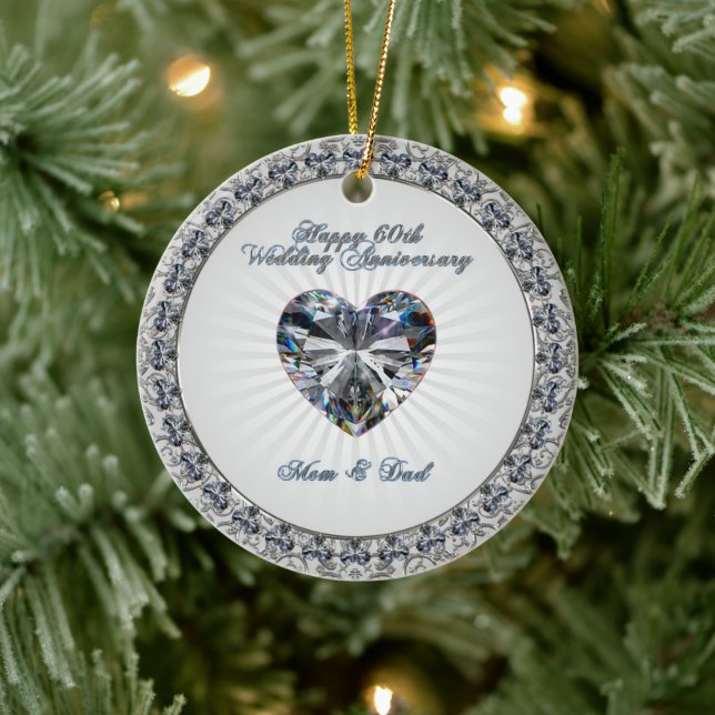 Ornamento del 60º aniversario de Diamond Heart Bod (Árbol)